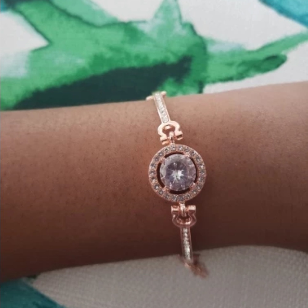 Rose Gold Rhinestone Charm Bracelet